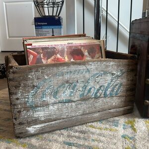 Rare Green Font Coca-Cola Rustic Wooden Crate with Patina Details Pre 1950s